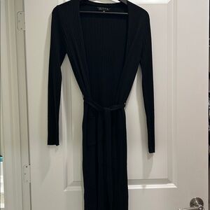 Black Long Cardigan Sweater with belt
